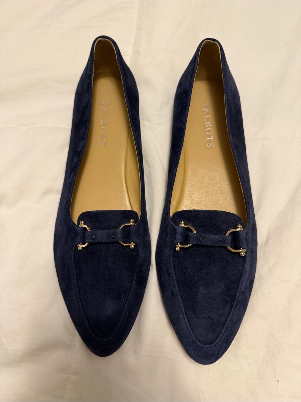 Talbots Navy Suede Pointed Toe Loafers